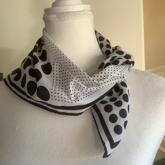 Two Black and White Print 21” Square Scarves - Picture 4 of 13